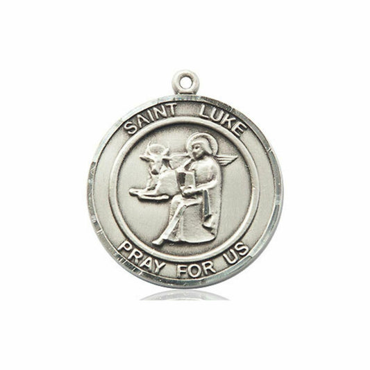 St Luke Medal - Sterling Silver Round Pendant 2 Sizes
