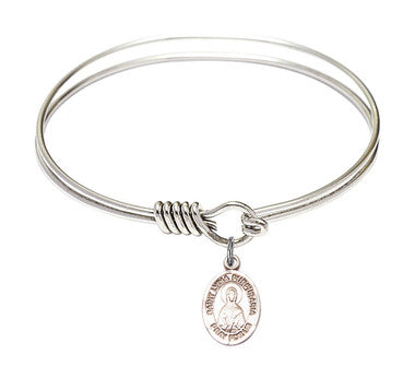 St. Lydia Purpuraria Round Eye Hook Bangle Bracelet - Sterling Silver Charm - 6.25 Inch (9411SS)
