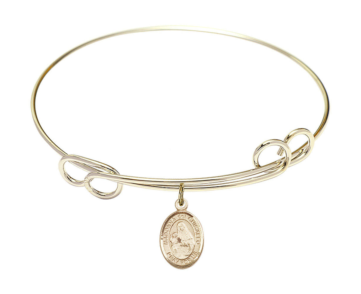 St Madonna Del Ghisallo Double Loop Bangle Bracelet - Gold-Filled Charm 9203GF