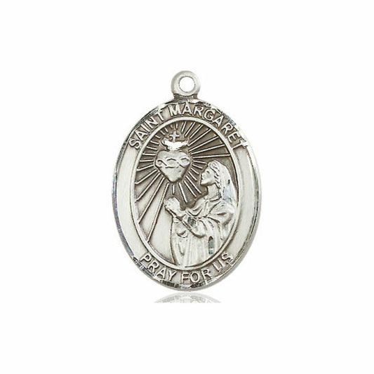 St Margaret Mary Alacoque Medal - Sterling Silver Oval Pendant 3 Sizes