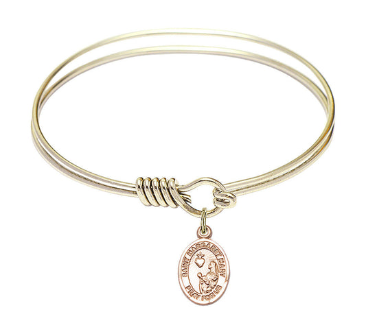 St Margaret Mary Alacoque Round Eye Hook Bangle Bracelet - Gold-Filled Charm - 6.25 Inch 9420GF