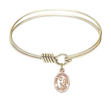 St. Margaret Mary Alacoque Round Eye Hook Bangle Bracelet - Gold-Filled Charm - 6.25 Inch (9420GF)