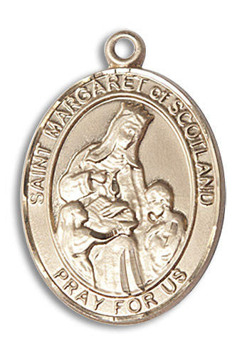 St Margaret of Scotland Medal - 14kt Gold Oval Pendant 3 Sizes