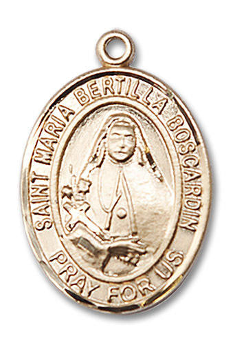 St Maria Bertilla Boscardin Medal - 14kt Gold Oval Pendant 3 Sizes