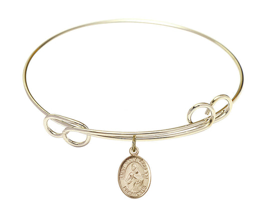 St Maria Goretti Double Loop Bangle Bracelet - Gold-Filled Charm 9208GF