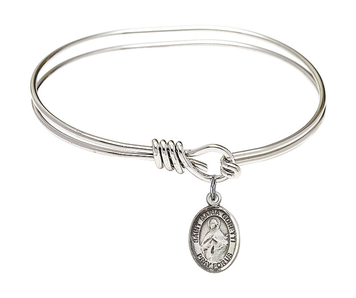St Maria Goretti Eye Hook Bangle Bracelet - Sterling Silver Charm 9208SS