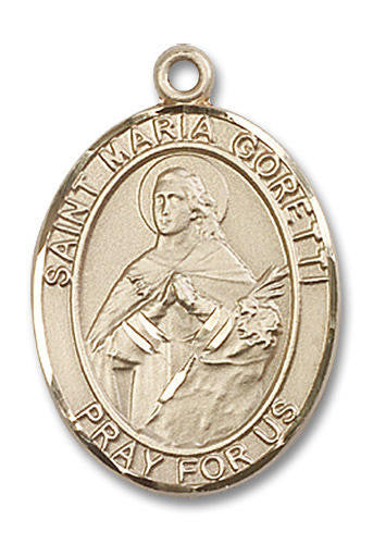 St Maria Goretti Medal - 14kt Gold Oval Pendant 3 Sizes