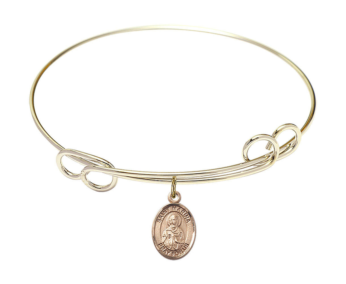 St Marina Double Loop Bangle Bracelet - Gold-Filled Charm 9379GF