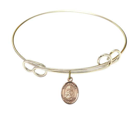 St Marina Double Loop Bangle Bracelet - Gold-Filled Charm 9379GF