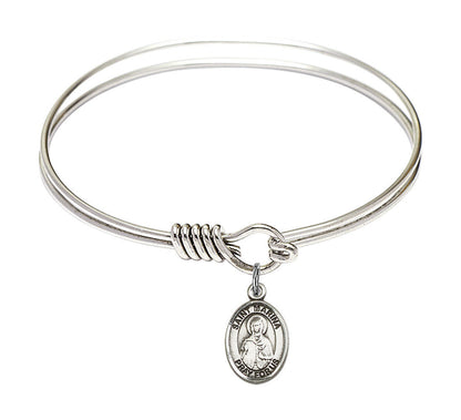 St Marina Round Eye Hook Bangle Bracelet - Sterling Silver Charm - 6.25 Inch 9379SS