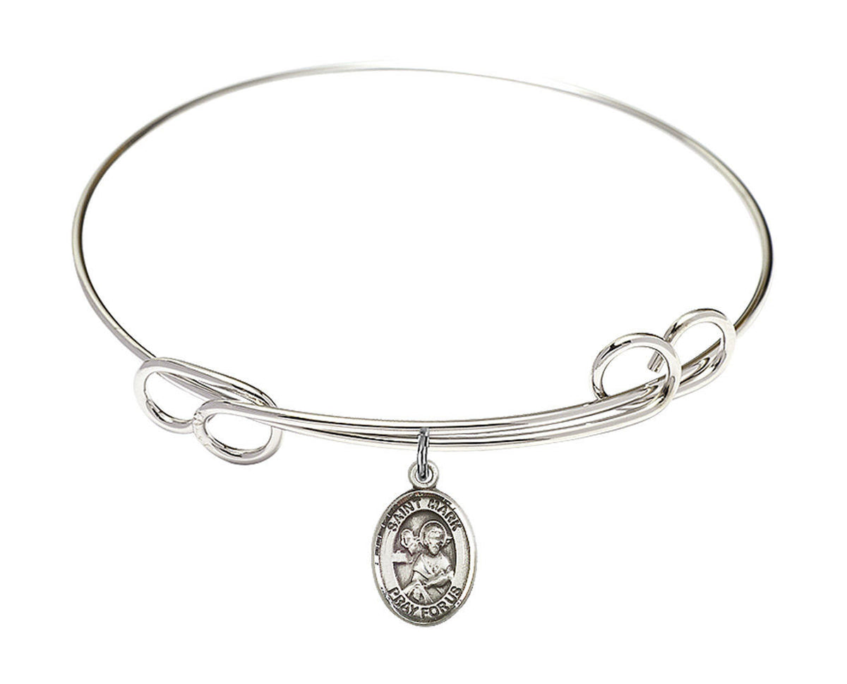 St Mark The Evangelist Double Loop Bangle Bracelet - Sterling Silver Charm 9070SS