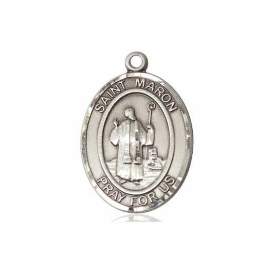 St Maron Medal - Sterling Silver Oval Pendant 3 Sizes