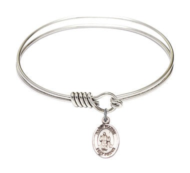 St. Maron Round Eye Hook Bangle Bracelet - Sterling Silver Charm - 6.25 Inch (9417SS)