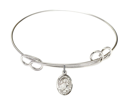 St Martin De Porres Double Loop Bangle Bracelet - Sterling Silver Charm 9089SS