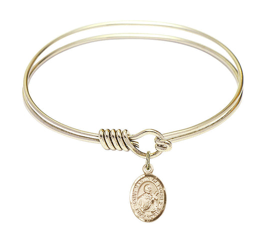 St Martin De Porres Round Eye Hook Bangle Bracelet - Gold-Filled Charm - 6.25 Inch 9089GF
