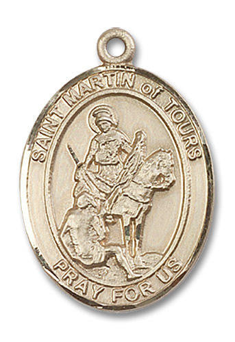 St Martin of Tours Medal - 14kt Gold Oval Pendant 3 Sizes