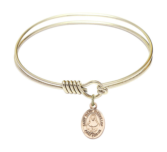 St Mary Mackillop Round Eye Hook Bangle Bracelet - Gold-Filled Charm - 6.25 Inch 9425GF