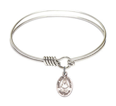 St. Mary Mackillop Round Eye Hook Bangle Bracelet - Sterling Silver Charm - 6.25 Inch (9425SS)