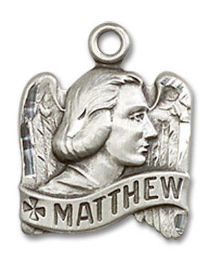 St. Matthew Angel Wings Pendant - Sterling Silver 5/8" x 1/2" (4210SS)