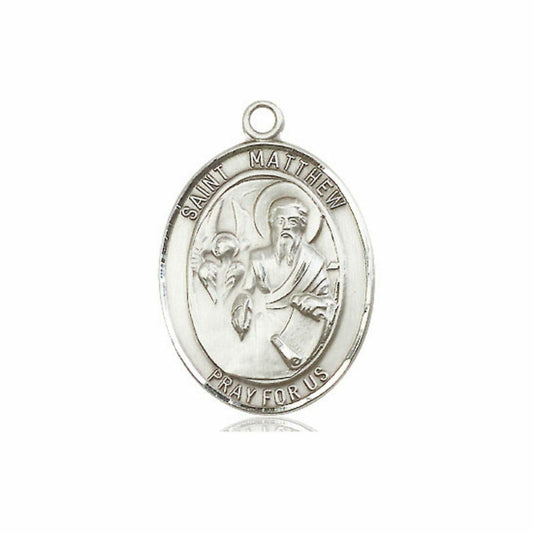 St Matthew Medal - Sterling Silver Oval Pendant 3 Sizes