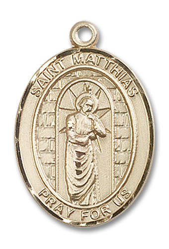 St Matthias Medal - 14kt Gold Oval Pendant 3 Sizes