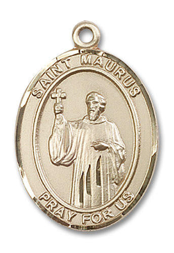 St Maurus Medal - 14kt Gold Oval Pendant 3 Sizes