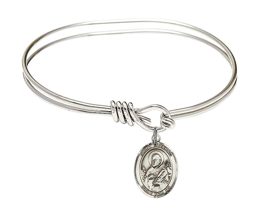 St Meinrad of Einsiedeln Eye Hook Bangle Bracelet - Sterling Silver Charm 9307SS