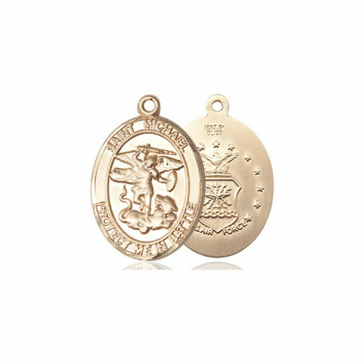 St Michael Air Force Medal - 14kt Gold 3/4 x 1/2 Oval Pendant 1172