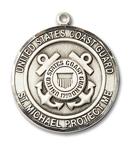 St Michael Coast Guard Medal - Sterling Silver Round Pendant 2 Sizes