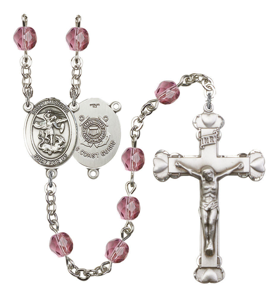 St Michael / Coast Guard Rosary - 6MM Fire Polished Beads 8076S3SS