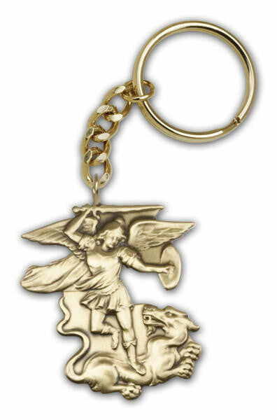 St Michael Keychain - Gold Finish 5845SRCG