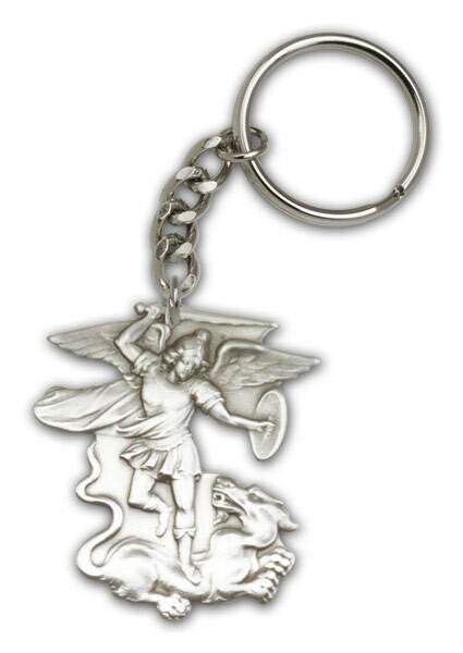 St Michael Keychain - Silver Finish 5845SRCS