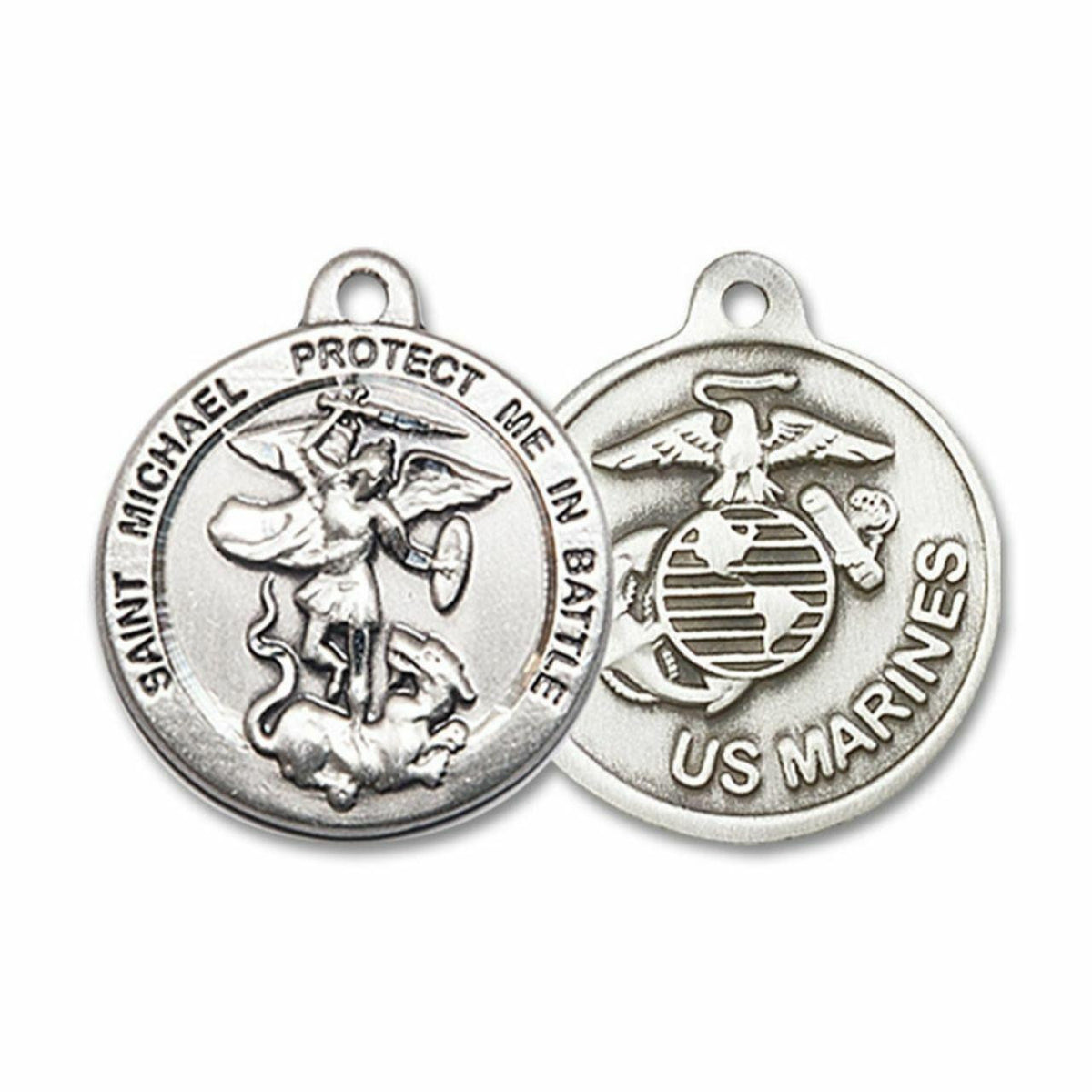 St Michael Marines Medal - Sterling Silver 3/4 x 3/4 Round Pendant 0344SS4