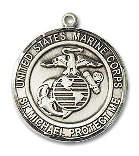 St Michael Marines Medal - Sterling Silver Round Pendant 2 Sizes