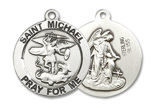 St Michael Medal - Sterling Silver 3/4 x 3/4 Round Pendant 4057SS