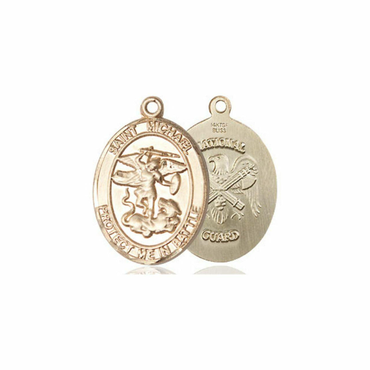 St Michael National Guard Medal - 14kt Gold 3/4 x 1/2 Oval Pendant 1172