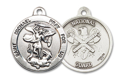 St Michael National Guard Medal - Sterling Silver 7/8 x 3/4 Round Pendant 0342SS5