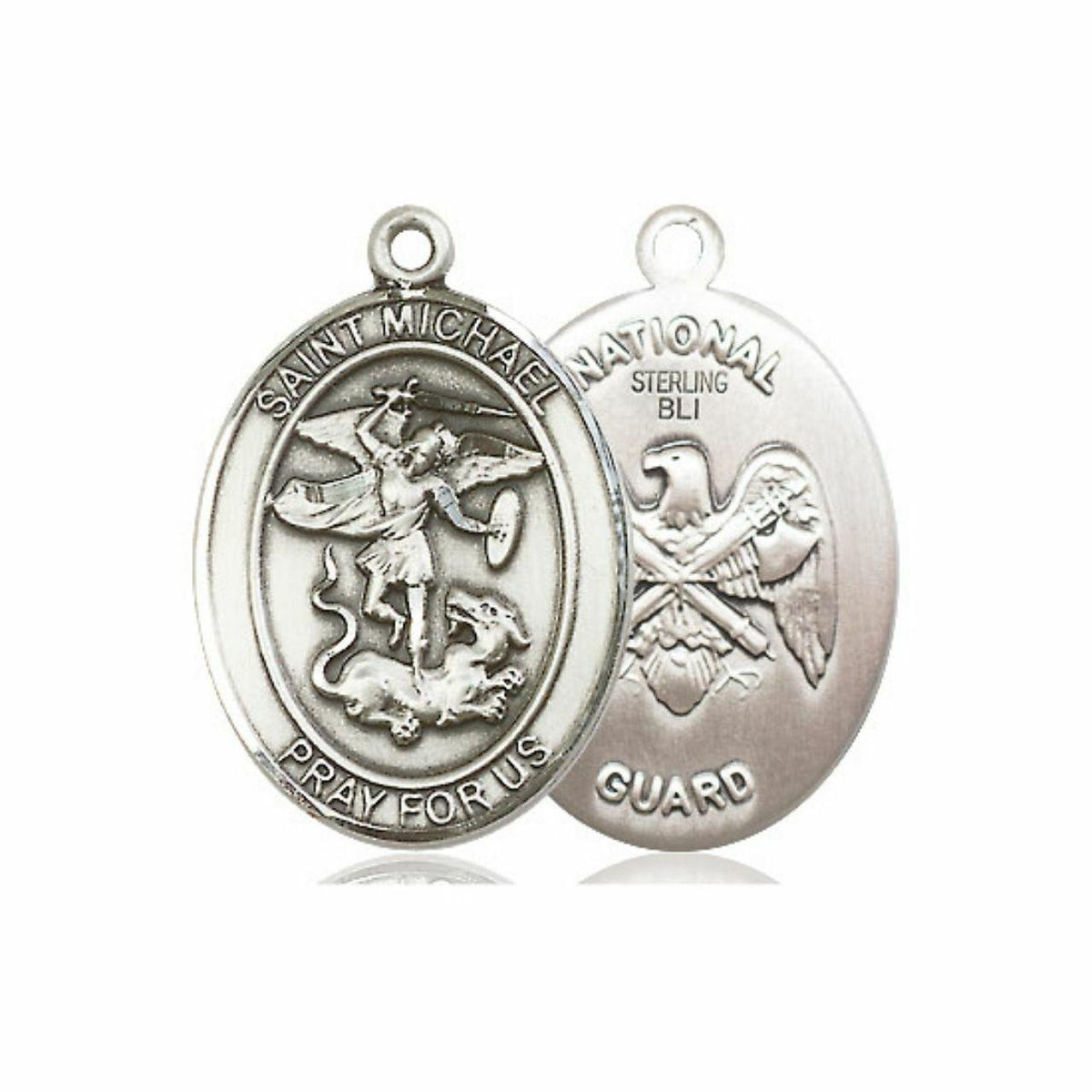 St Michael National Guard Medal - Sterling Silver Oval Pendant 3 Sizes