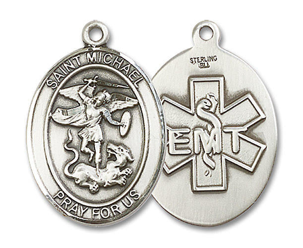 St Michael Paramedic Medal - Sterling Silver Oval Pendant 3 Sizes