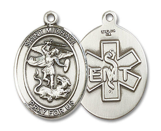 St Michael Paramedic Medal - Sterling Silver Oval Pendant 3 Sizes