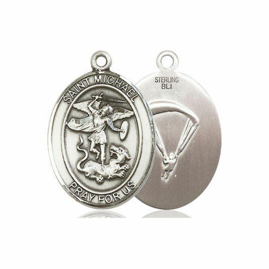 St Michael Paratrooper Medal - Sterling Silver Oval Pendant 3 Sizes