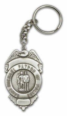 St. Michael-Police Keychain - Silver Finish