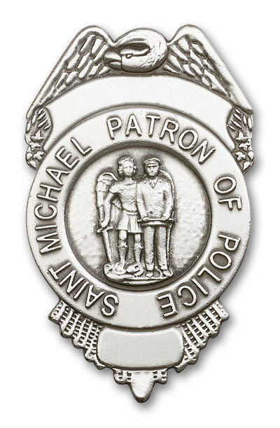 St. Michael Police Shield Visor Clip - Silver Finish 1092V