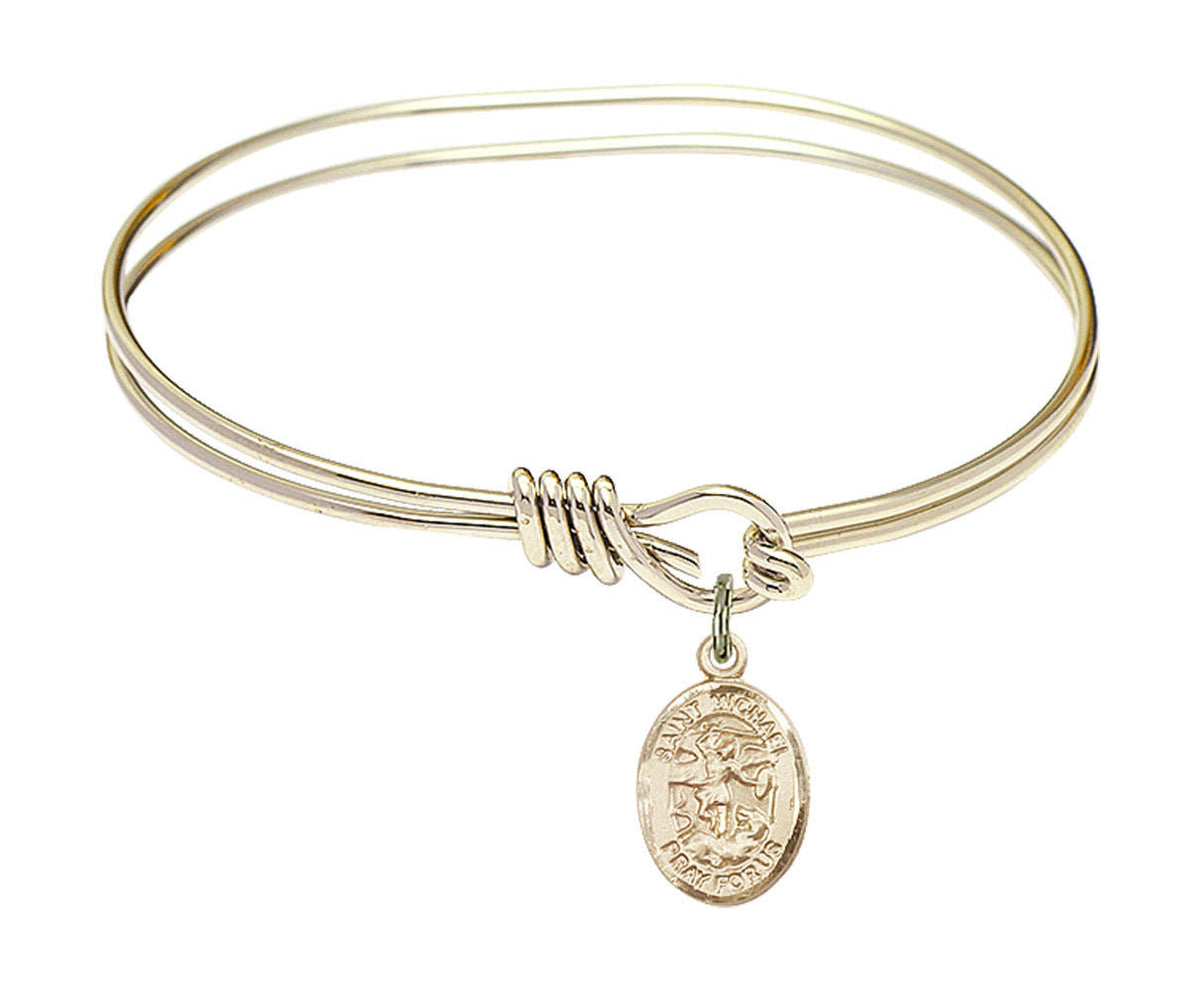 St Michael The Archangel Eye Hook Bangle Bracelet - Gold-Filled Charm 9076GF