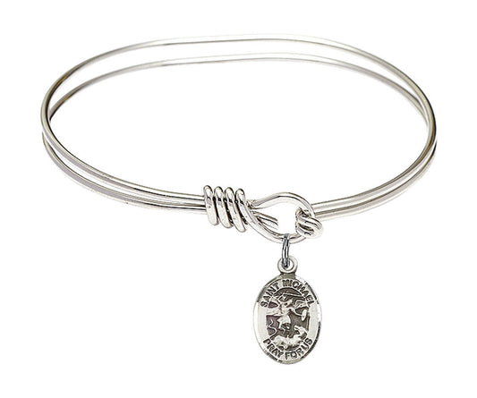 St Michael The Archangel Eye Hook Bangle Bracelet - Sterling Silver Charm 9076SS
