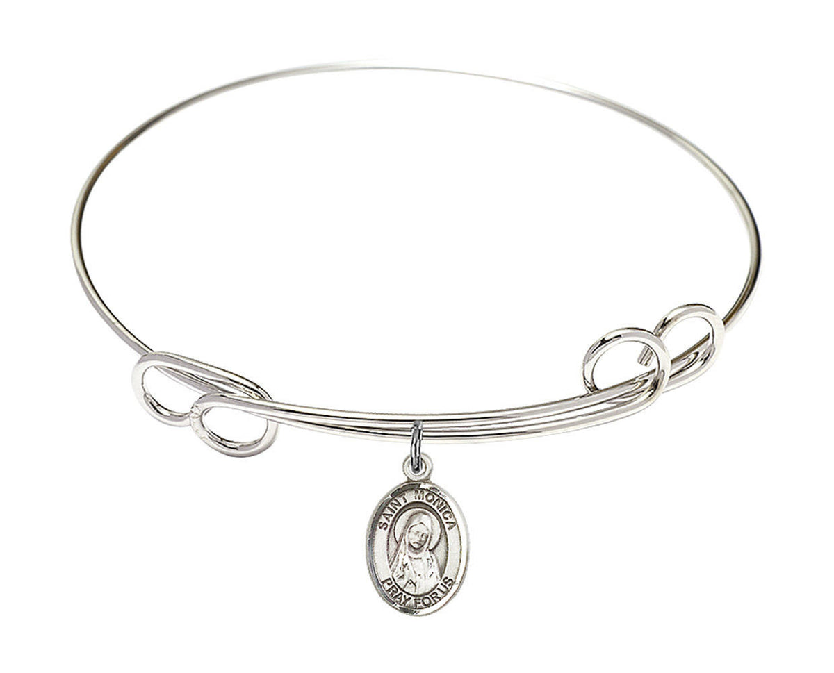 St Monica Double Loop Bangle Bracelet - Sterling Silver Charm 9079SS