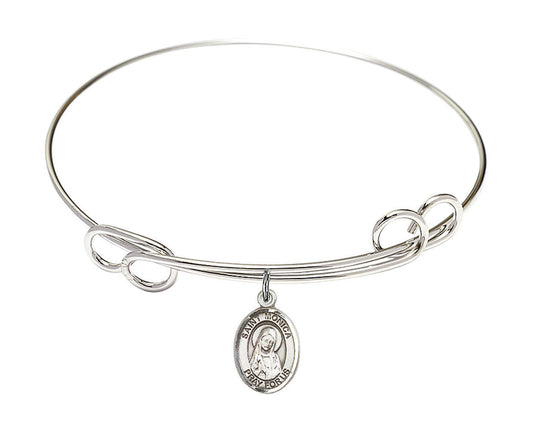 St Monica Double Loop Bangle Bracelet - Sterling Silver Charm 9079SS