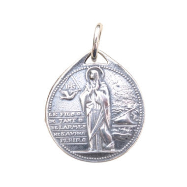 St. Monica's Hope Medal - Sterling Silver 13/16" Round Antique Replica Pendant