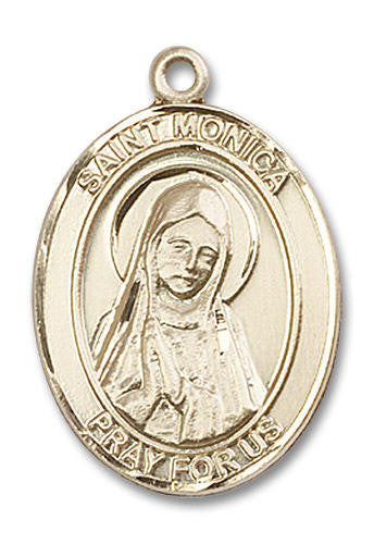 St Monica Medal - 14kt Gold Oval Pendant 3 Sizes