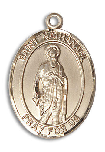St Nathanael Medal - 14kt Gold Oval Pendant 3 Sizes